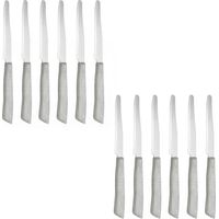 Coltello da tavola set 12 manico effetto legno lama acciaio inox seghettata per bar pub ristoranti tavola casa