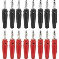 16 Pièces Fiches Bananes, 4mm Fiche Enceinte Audio, fiche Enceinte Audio Haut Parleur Connecteur pour Raccorder Les Enceintes HiFi, Amplis, ampli-Tuners et Chaînes Stéréo, Noir Rouge