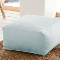 SACASA - Pouf carré 50x50cm velours bleu glacier Palau
