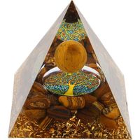 Ornement pyramidal en gravier naturel triangulaire porte-bonheur, pyramide améliorant l'humeur, décoration d'énergie positive pour étagère