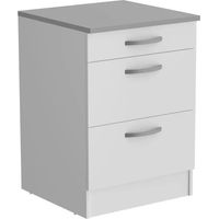 Oslo Unterschrank Weiß 60 cm Breite 3 Schubladen
