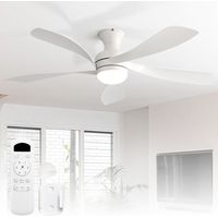 Ventilatore da soffitto Sofucor da 132 cm con luce e telecomando, 5 pale in ABS, design moderno, discreto e silenzioso, ideale per la camera da letto - Nero, Marrone e Bianco
