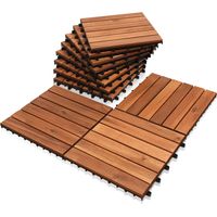 TolleTour Baldosa de madera de acacia 30 x 30 Baldosas clic Balcón Baldosas para terraza Madera Losas para terraza Sistema clic Exterior,resistente a la intemperie Antideslizante 11x