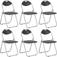 vidaXL Folding Chairs 6 pcs Black Faux Leather