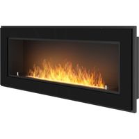 Cheminée bioéthanol encastrable 1200mm – Acier peint noir – Brûleur inox 80cm – Puissance 6 kW/h – Verre trempé 4mm