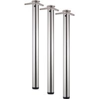 3er SET Tischbein / Stützfuß - Edelstahloptik, Ø 6 cm x 110 cm, höhenverstellbar