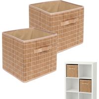 Bamboo Storage Baskets, Foldable With Pull Loop
