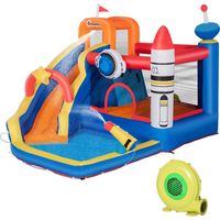 Gioco Gonfiabile Spaziale Bambini 3-8 Anni con Borsa, 11 Paletti e Toppe, 340x270x227 cm