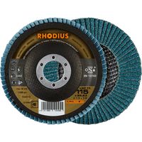 RHODIUS LGZ F3, 10 Stück, 115 mm, Korn 40, Fächerschleifscheibe