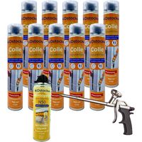 DSTOCK60 - Lot de 10 colles de montage polyuréthane + 1 pistolet + 1 nettoyant mousse - Mousse polyuréthane faiblement expansive pour le collage des panneaux isolants, rouleaux de bitume, huisseries…