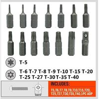 Jeu de 14 embouts Torx de sécurité inviolables en acier allié S2, T5 à T40