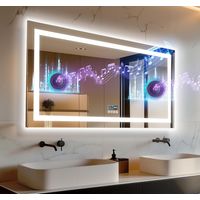 Grande Specchio da Bagno Led Smart con Bluetooth e Orologio, Retroilluminato + Frontale Luce, 120x60cm