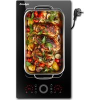 Cooksir - Induction Hob 2 Burners with Socket, 30 cm, 3500 W, 2 Touch Controls with Round Slider, Flexible Combined Grill Area, 240 V Plug