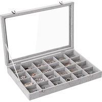 24-compartment large-capacity velvet jewelry box for storing rings, necklaces, and earrings