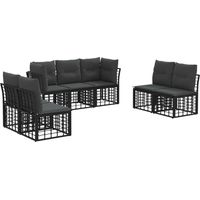 vidaXL Outdoor Sofa Set Black Poly Rattan