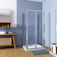 185cm Box Doccia a Tre Lati Porta a Soffietto con Doppia Parete Fissa 70x80x70cm in Vetro Temperato Trasparente 5 mm Profilo Cromo Lucido