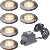 Konstsmide Mini LED Ground spot Mini LED extérieur système 12V encastrable au sol en acier inoxydable Ip44 ensemble de 6, IP44