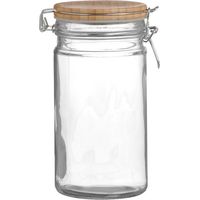 Bocal Cuisine Hermétique en Verre Couvercle Clip Bambou - 1L