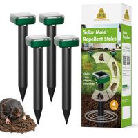 Set mit 4 Mäuseabwehrmitteln für Rasenflächen, solarbetriebene Murmeltier-Vertreiber, Ultraschall-Mäuse-Vertreiber für Gärten, wasserdichtes Streifenhörnchen-Vertreiber für Gärten (wehrt Streifenhörnc