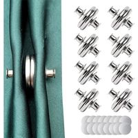(Argenté)8 Paires Aimant pour Rideaux,Aimants Bouton De Rideau,Attaches Magnétiques pour Rideaux pour Rideaux de Douche, Rideaux