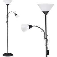 Monzana – Lampadaire liseuse noir/blanc 175 cm – Lampe orientable sur pied – Éclairage intérieur pour salon et bureau – Liseuse flexible avec interrupteur séparé