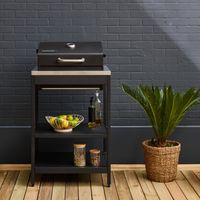 Barbecue grill charbon de bois noir Naxos grille chromée 2 étagères