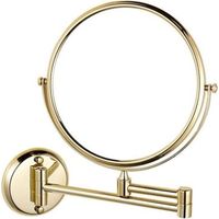 Wall Mounted Makeup Mirror 8" Rotating Double Sided Extendable Folding Bathroom Shaving Mirror 5x Magnification Gold