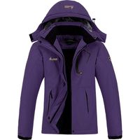 Veste de ski femme imperméable et isolée, chaude et coupe-vent, avec capuche et doublure polaire.