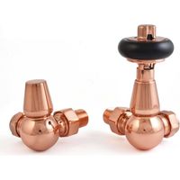 West Eton Traditional Corner Manual Radiator Valve and Lockshield - Polished Copper