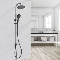 Duschsystem MARWELL Hand und Kopfbrause-Set Black RAINSTAR - 43x21cm - Duschsystem mit höhenverstellbarer Brausestange