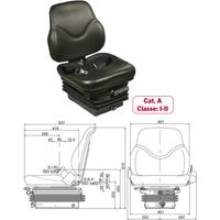 Sedile SC79 con molleggio meccanico M200 e cinture fisse omologato Cobo