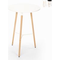 Hoher Tisch für Hocker Skandinavisches Holzdesign 60x60 rund aus Holz Shrub - Weiß