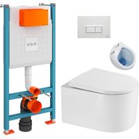 Vitra WC-Paket V-Fix-Rahmen + SAT Delano spülrandloses WC + SoftClose-Sitz + Platte, glänzend weiß (V-FixDelano-1)