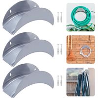 3 Pièces Support Tuyau Arrosage, Métal Résistant, Argenté, Montage Mural, Jardin, Rangement Câble