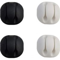 Confezione da 4 clip organizer per cavi con 2 fessure e autoadesive 9&1
