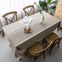 BEBUSINGOTO Mantel Gris con Borlas Resistente al Viento y al Polvo Algodón y Lino 100 x 160 cm