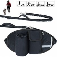 (noir) Laisse Chien Laisse Mains Libres Chien Jusqu'à 110kg Absorption de Choc, Confortable, Couture Réfléchissante, Idéal pour Course à Pied, Jogging et Marche