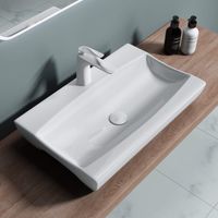 doporro Lavabo da Appoggio 62,5x39,5x12cm, Lavabo Bagno Sospeso Lavandino Bagno Brüssel890 in Ceramica