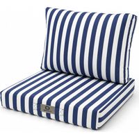 Coussins pour salon de jardin déhoussable 50x50cm Rayure bleu marine