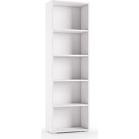 Librería compacta con cinco estantes ajustables blanco