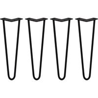 4 x 16" Hairpin Legs - 2 Prong - 12mm - Black