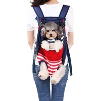 Sac de transport pour chien mains libres réglable, adapté aux chiens et chats de petite et moyenne taille, et peut également être utilisé pour la moto, la randonnée et la marche (rayures rouges et ble