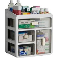 Medicine Storage Box, 4 Drawer Plastic Medical Drug Container for Home Office Dorm