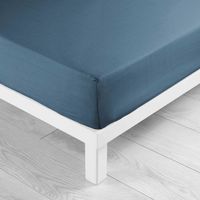 Douceur D'Intérieur – Drap housse 2 personnes 180 x 200 cm – Bonnet 30 cm – 57 fils – Bleu nuit – Texture douce pour confort optimal
