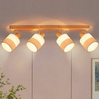 GBLY Lampada al soffitto 4 fiamme Spot al soffitto Vintage - Lampada al soffitto in legno Spot al soffitto Culotto E14 con Abat-jour in tessuto Orientabile 350° Retrò MAX.25W Corridoio Cucina Salotto