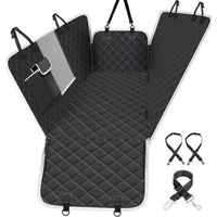 Housse de Siège Auto pour Chien,Housse Voiture Chien Imperméable Anti-déchirure, avec Fenêtre de Visualisation, avec 2 housses latérales de sac et 2 ceintures de sécurité pour chien(146x136cm,Noir)