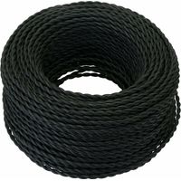 10 m langes Textilkabel, Retro-geflochtenes Hanfseilkabel 2 x 0,75 mm², 2-adrig, für DIY-Pendelleuchten/Schwarz