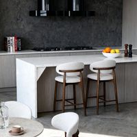 AS EASY Wooden Bar Chair Della Walnut/White, Ash wood Frame, Dining Bar Chair