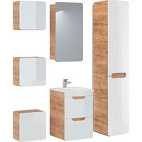 Ensemble salle de bain avec meuble vasque 40 x 40 cm + 5 éléments - Archipel White - Livraison gratuite