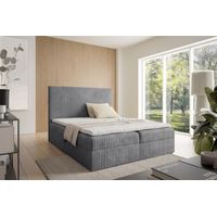 Boxspringbett Schlafzimmerbett ARNAU 200x200cm Stoff Tilia Grau
